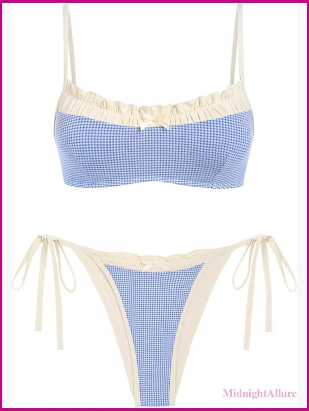 Plaid Bikini Set - Triangle Top Thong Bottom